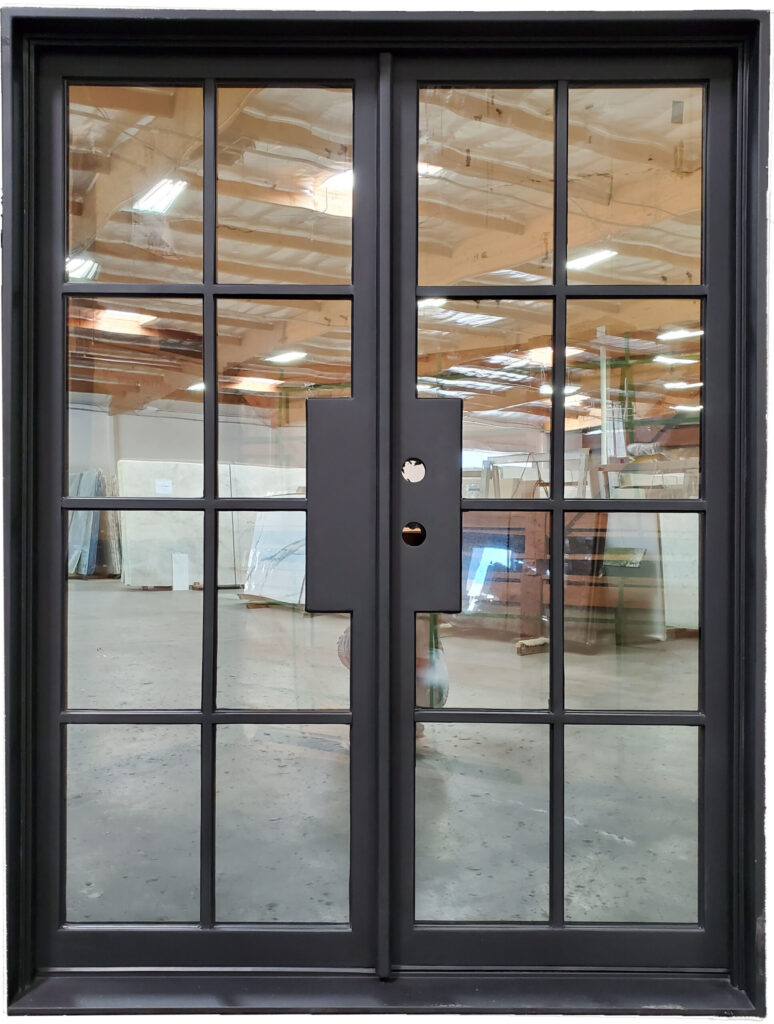 black iron French doors.