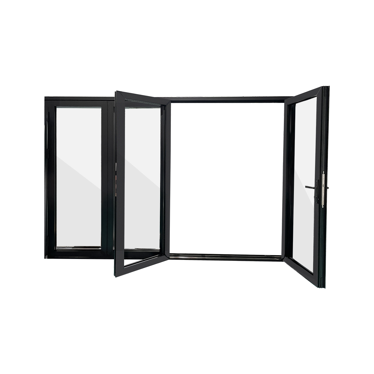 Black on White Aluminium Bifold Door SMART system - 4 sections